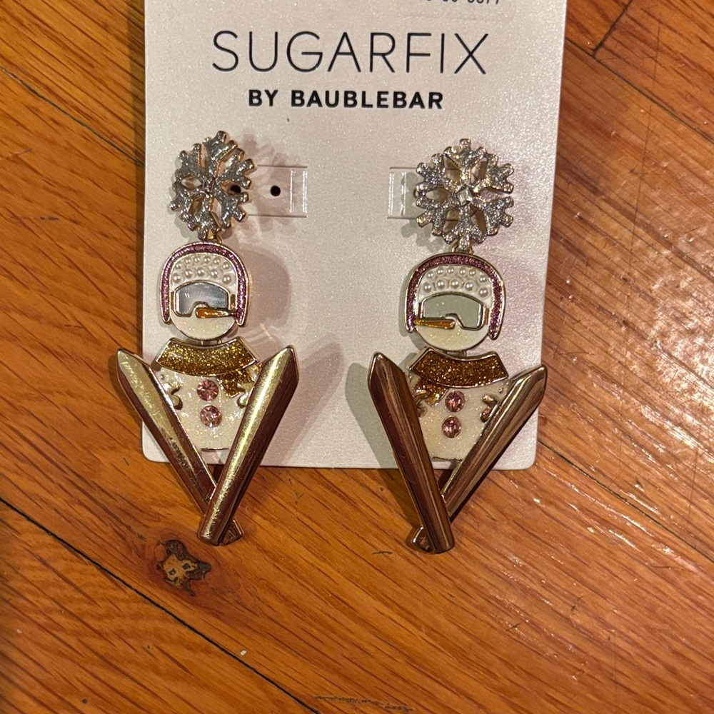 Sugarfix by Baublebar Snowflake & Snowman Ski Earrings New